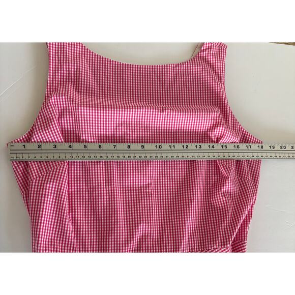 Liz Claiborne New York Pink Gingham Sleeveless Lined Side Zip Midi Dress Size 10 - Picture 10 of 14